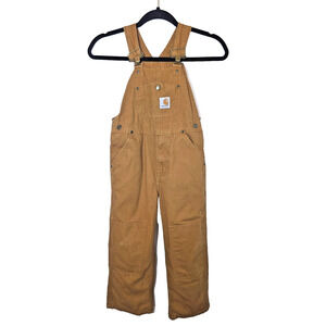 Carhartt Boys 6T Overalls Brown Canvas Duck Bibs Double Knee Reinforced Durable